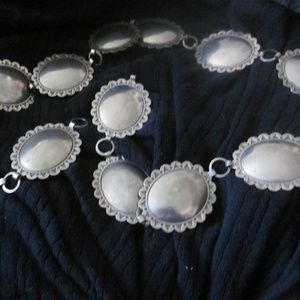 SOUTHWESTERN Silver Tone Metal CONCHO BELT~44.5"